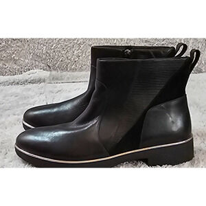 NEW FitFlop Salma Chelsea Ankle Boot Lizard‎ Mix Black Leather Bootie Sz US 8M